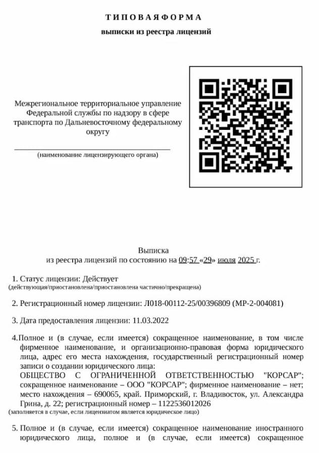 Лицензия Корсар